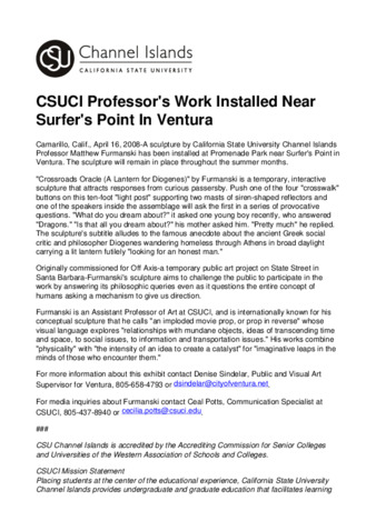 CSUCI Professor's Work Installed Near Surfer's Point In Ventura thumbnail