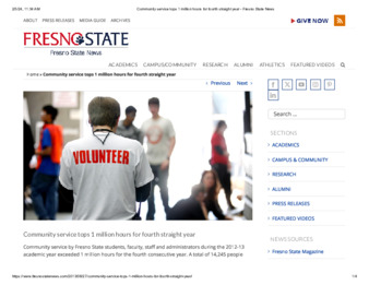 Community service tops 1 million hours for fourth straight year thumbnail