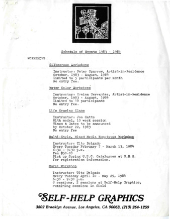 Self-Help Graphics Schedule of Events 1983-1984 thumbnail