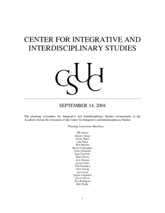 SP 04-07 Center for Integrative and Interdisciplinary Studies thumbnail