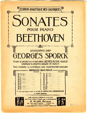 3 Sonates : op. 2 no. 1 de L. van Beethoven ; analysées par Georges Sporck thumbnail