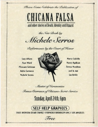 Flyer for the Publication Party for Chicana Falsa thumbnail