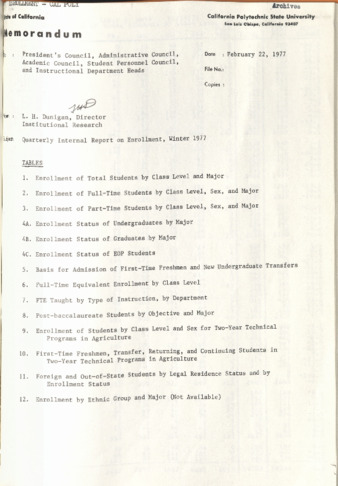 Quarterly Internal Report on Enrollment, Winter 1977 thumbnail