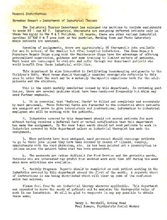 November Report: Department of Industrial Therapy thumbnail