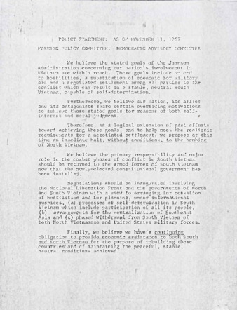 Democratic Advisory Committee Policy Statement on Vietnam War thumbnail
