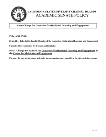 SP 07-10 Name Change for Center for Multicultural Learning and Engagement thumbnail
