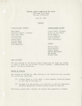 Minutes June 19, 1982 thumbnail
