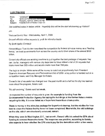 Email of Ventura County Star article from Lupe Anguiano thumbnail