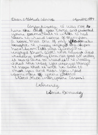 Letter from Sonia Bermualez thumbnail