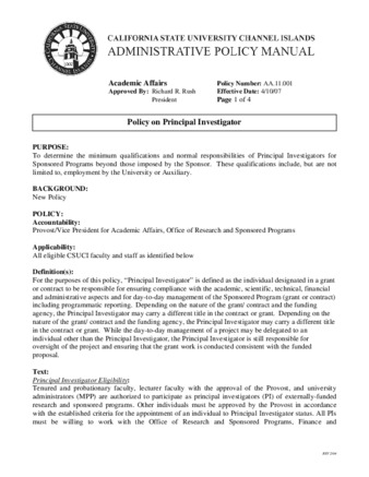 AA.11.001 - Policy on Principal investigator (Superseded by AA.11.003) thumbnail