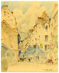 French Street Scene, watercolor on paperboard, c. 1918 thumbnail