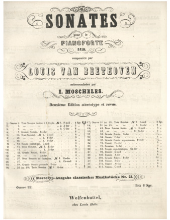 Piano sonata no. 11, op. 22, with metronome markings by Moscheles thumbnail