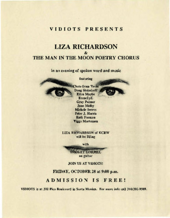 Vidiots Presents Liza Richardson & The Man in The Moon Poetry Chorus thumbnail