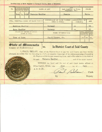 Grandma's Prisbrey's Birth Certificate thumbnail