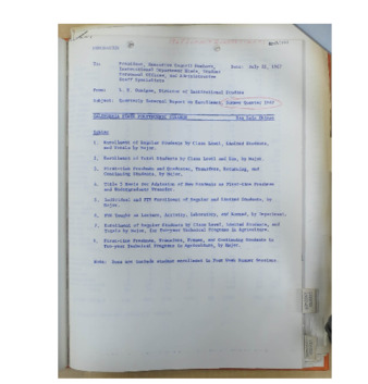 Quarterly internal report on enrollment, Summer 1967 thumbnail