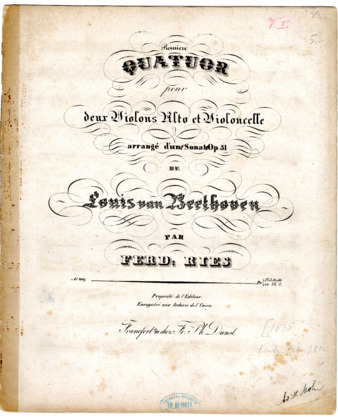 Piano Sonata no. 18 in E-flat major, op. 31, no. 3, arranged for string quartet thumbnail