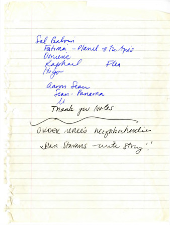 Handwritten notes for Michele Serros thumbnail