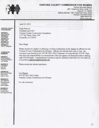 Letter to Hugh Ralston from Lee Riggan thumbnail