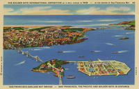 Golden Gate International Exposition as it will appear 1939 - in the center of San Francisco Bay, San Francisco-Oakland Bay Bridge - San Francisco, the Pacific and Golden Gate in Distance thumbnail