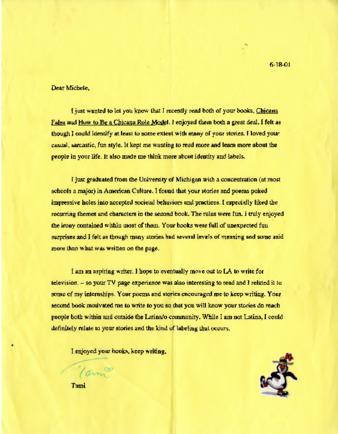 Fan letter to Michele Serros thumbnail