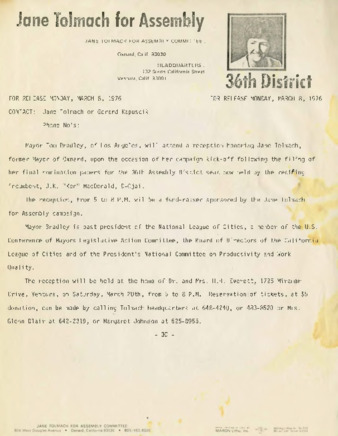 Jane Tolmach for Assembly 36th District Press Release thumbnail