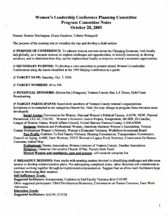 Women's Leadership Conferene Planning Committee Program Committee Notes thumbnail
