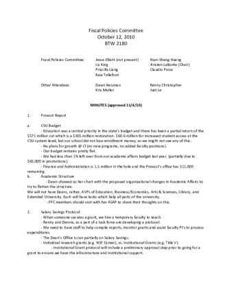 2010_10_12 Fiscal Policies Committee Meeting Minutes thumbnail