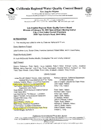 Los Angeles Regional Water Quality Control Board Minutes - February 19, 2002 thumbnail