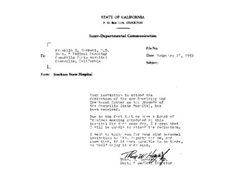 Letter from Dr. Thomas Hagerty to Dr. Franklin Garrett thumbnail