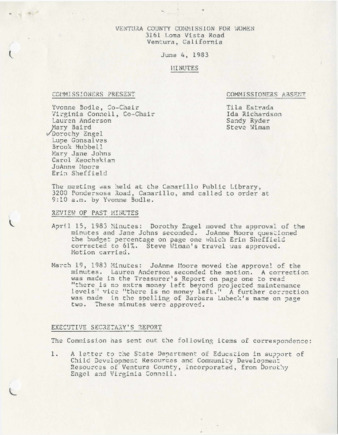 Minutes June 4, 1983 thumbnail