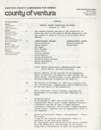 Minutes January 17, 1987 thumbnail