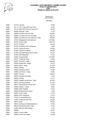 Finance and Administration 2008-2009 Budget by Account thumbnail