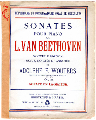 Sonates pour piano: no. 22, op. 110 par L. van Beethoven ; nouvelle édition revue, doigtée et annotée par Adolphe F. Wouters thumbnail