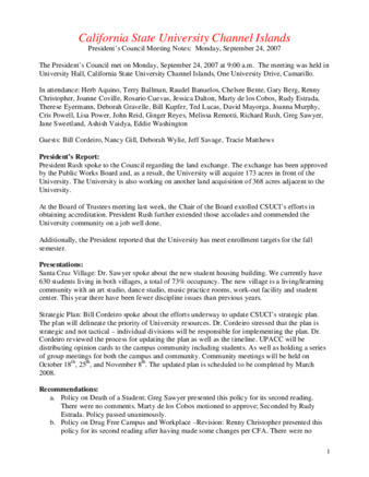 California State University Channel Islands: President's Council Meeting Notes: Monday, September 24, 2007 thumbnail