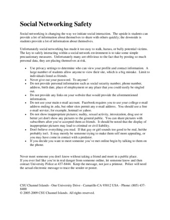 Social Networking Safety (website) thumbnail
