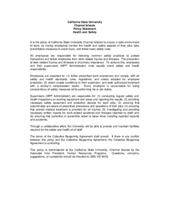 Health and Safety Policy Statement thumbnail