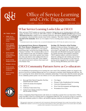 Office of Service Learning and Civic Engagement Newsletter Spring 2006Office of Service Learning and Civic Engagement Newsletter Spring 2006 thumbnail