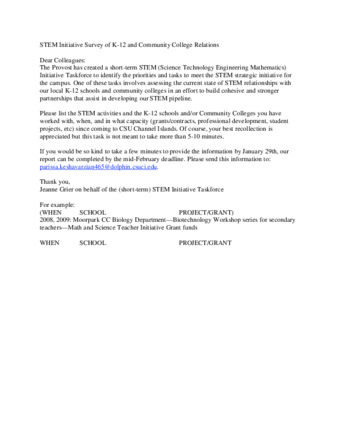 2009 STEM Initiative Survey of K-12 and Community College Relations thumbnail