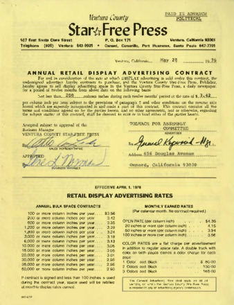 Ventura County Star Free Press Annual Retail Display Adversting Contract thumbnail