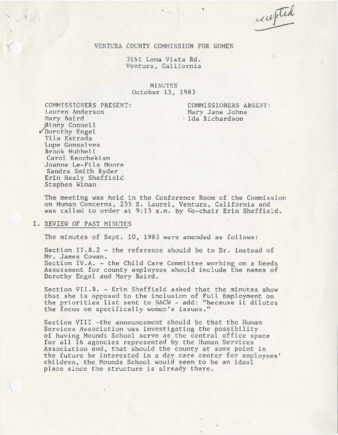 Minutes October 15, 1983 thumbnail