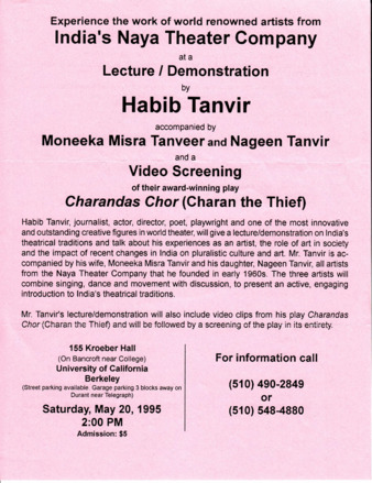 India's Naya Theater Company at a lecture/demonstration by Habib Tanvir thumbnail