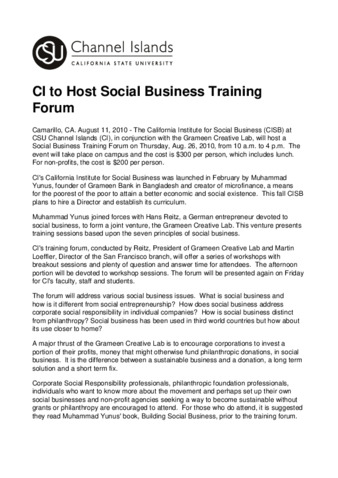 CI to Host Social Business Training Forum thumbnail