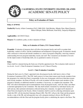SP 09-02 Policy on Evaluation of Chairs thumbnail
