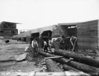 Log cabin in Grand Canyon exhibit under construction thumbnail