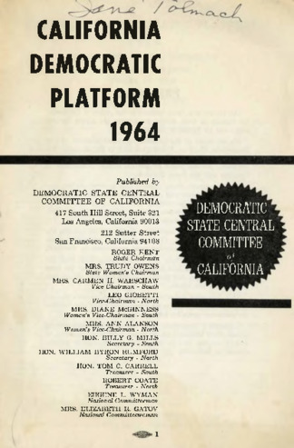 California Democratic Platform 1964 thumbnail
