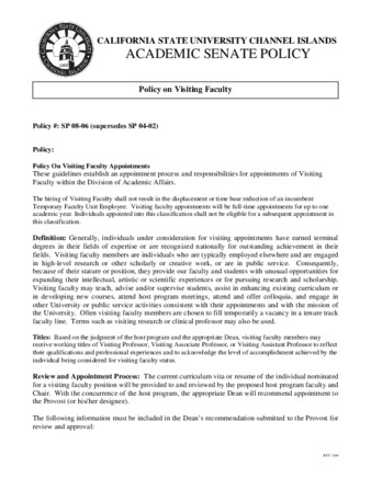 SP 08-06 Policy on Visiting Faculty (Supersedes SP 04-02) thumbnail