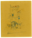 North African Street Scene, pencil on paperboard, undated [archway with tower] thumbnail