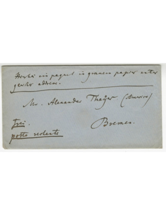 Envelope for letter sent to A. W. Thayer in Bremen, likely from Herman Grimm, undated thumbnail