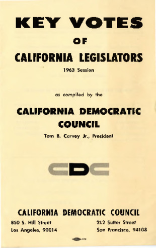 Key Votes of California Legislators 1963 Session as Compiled by the California Democratic Council thumbnail