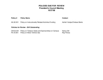 Policies Due for Review: President's Council Meeting 10/27/08 thumbnail